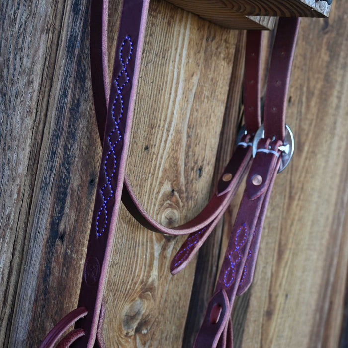 Ross Bullinger 3/4" Purple Stitched Browband Headstall 099 Tack - Headstalls Ross Bullinger