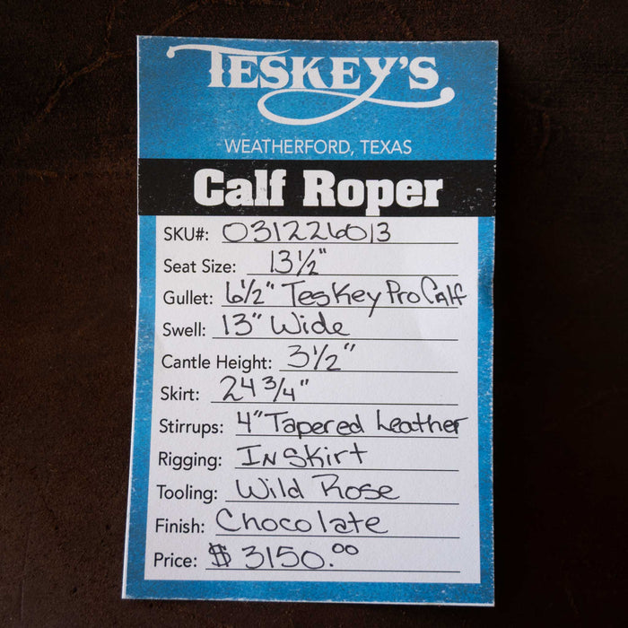 13.5" TESKEY'S CALF ROPING SADDLE Saddles - New Teskey's Saddlery