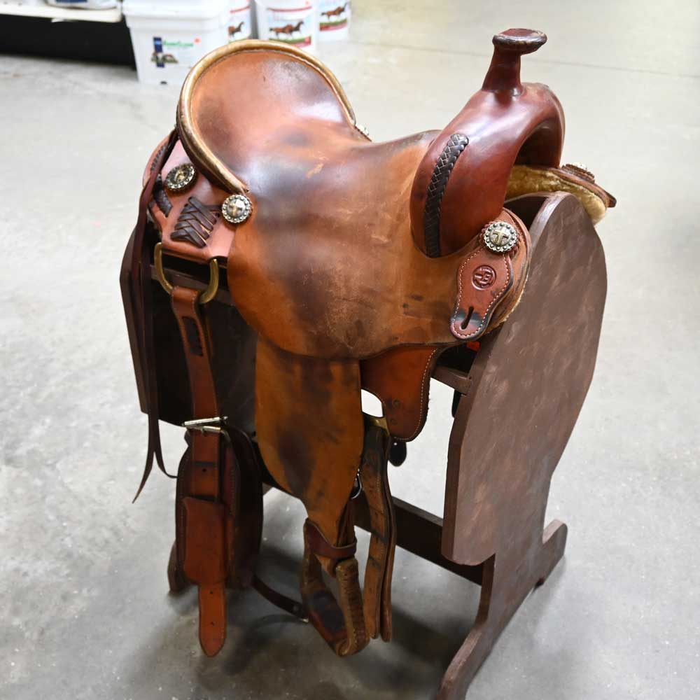 15.5" USED BAR B RANCH CUTTER SADDLE Saddles BAR B   