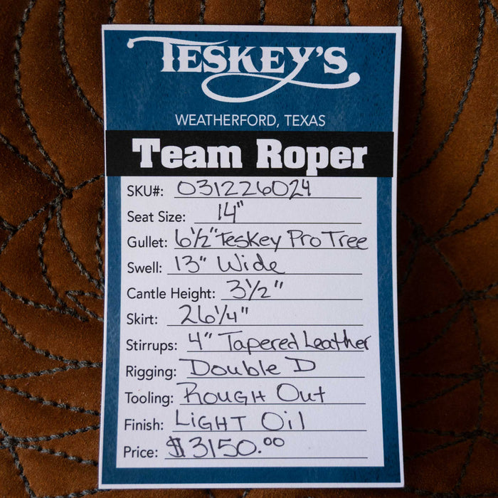 14" TESKEY'S TEAM ROPING SADDLE