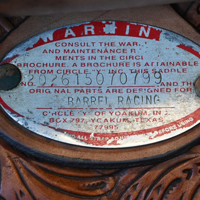 15" USED CIRCLE Y NBHA BARREL SADDLE