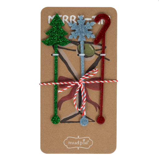 Christmas Acrylic Drink Markers - Set of 3 HOME & GIFTS - Home Decor - Seasonal Decor Mud Pie