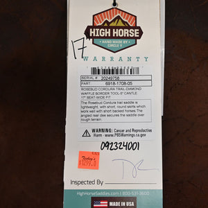 17" HIGH HORSE ROSEBUD CORDURA TRAIL SADDLE