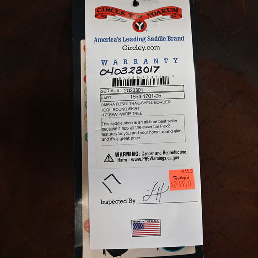 17" CIRCLE Y OMAHA FLEX 2 TRAIL SADDLE Saddles - New Circle Y Saddlery