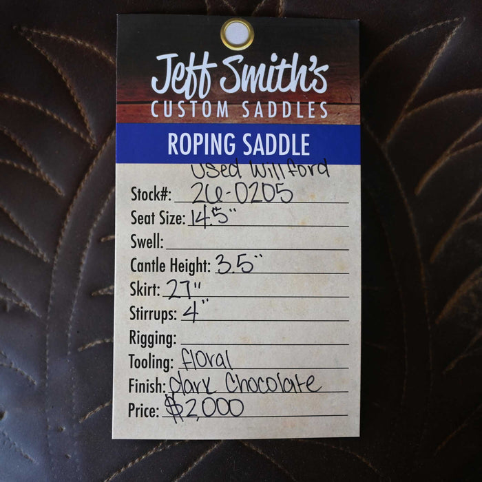 14.5" USED JEFF SMITH TEAM ROPING SADDLE