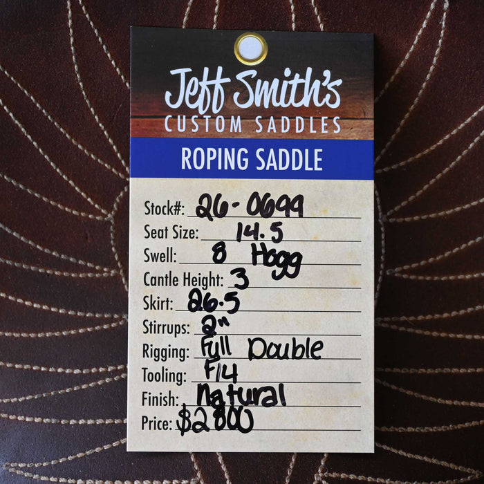 14.5" USED JEFF SMITH TEAM ROPING SADDLE