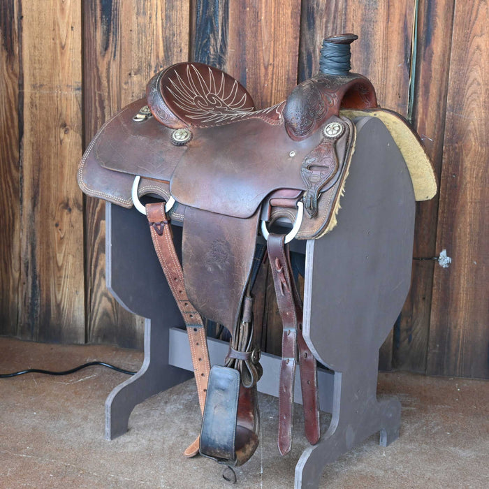 14.5" USED JEFF SMITH TEAM ROPING SADDLE