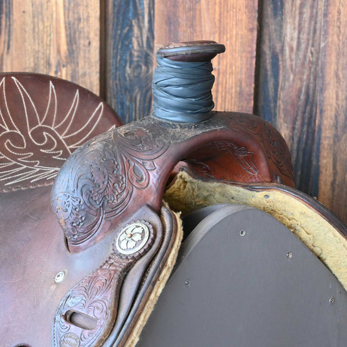 14.5" USED JEFF SMITH TEAM ROPING SADDLE