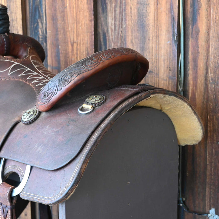 14.5" USED JEFF SMITH TEAM ROPING SADDLE