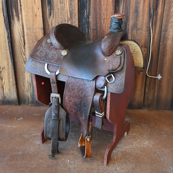 14.5" USED JEFF SMITH TEAM ROPING SADDLE