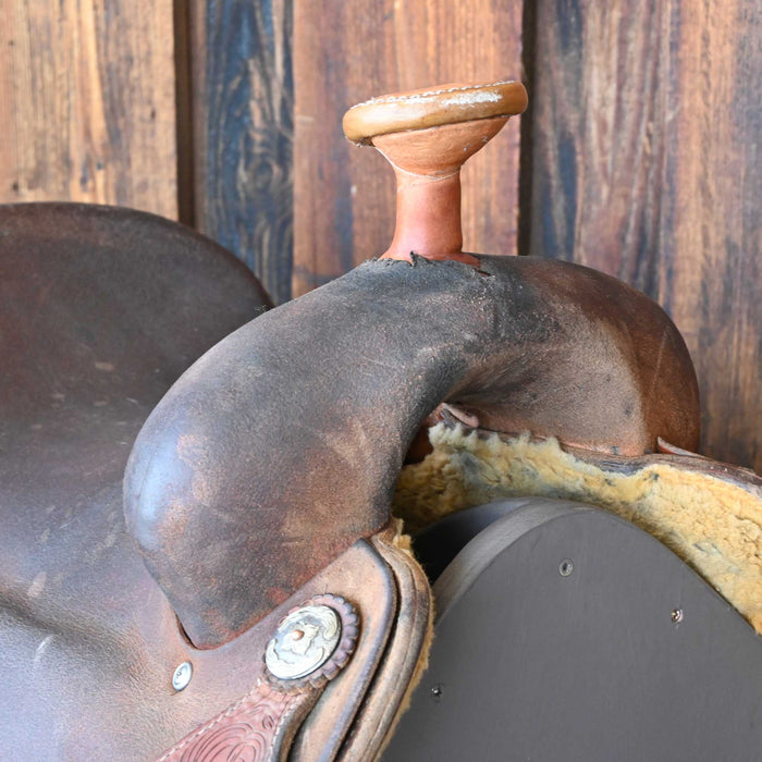 15.5" USED JEFF SMITH TEAM ROPING SADDLE
