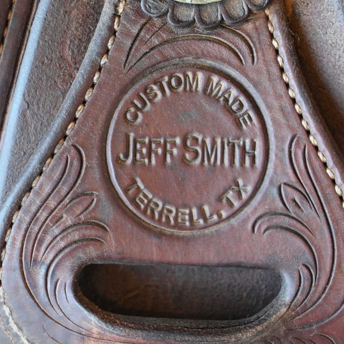 14.5" USED JEFF SMITH TEAM ROPING SADDLE
