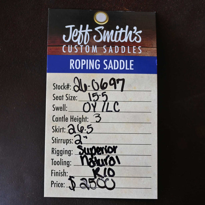 15.5" USED JEFF SMITH TEAM ROPING SADDLE