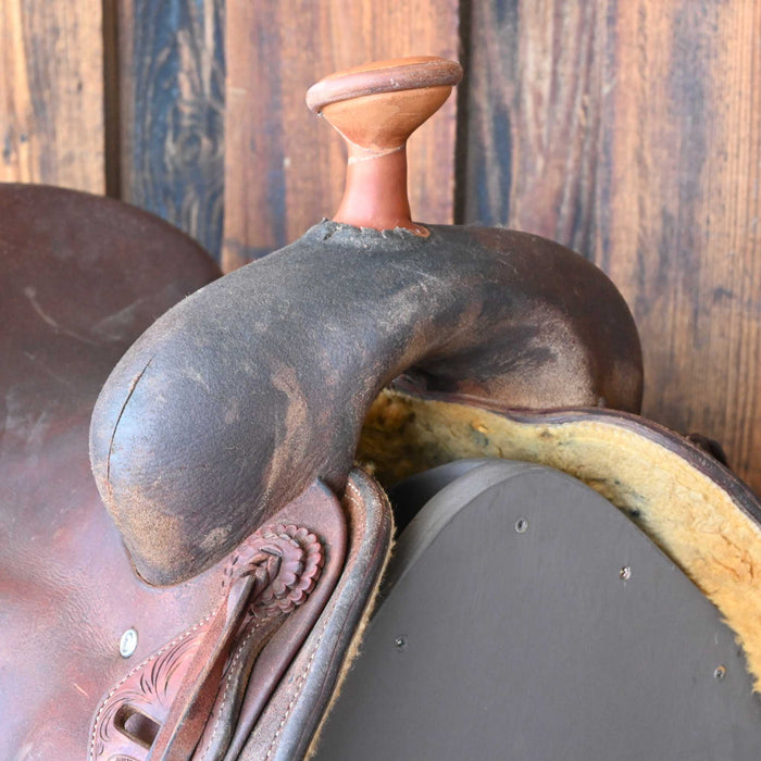 15.5" USED JEFF SMITH TEAM ROPING SADDLE