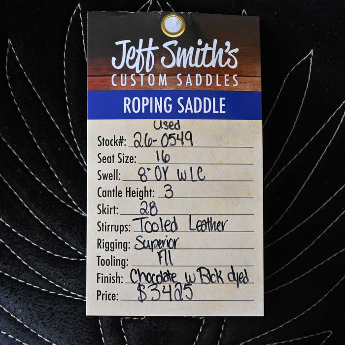 16" USED JEFF SMITH TEAM ROPING SADDLE