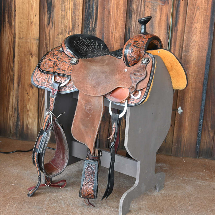 16" USED JEFF SMITH TEAM ROPING SADDLE