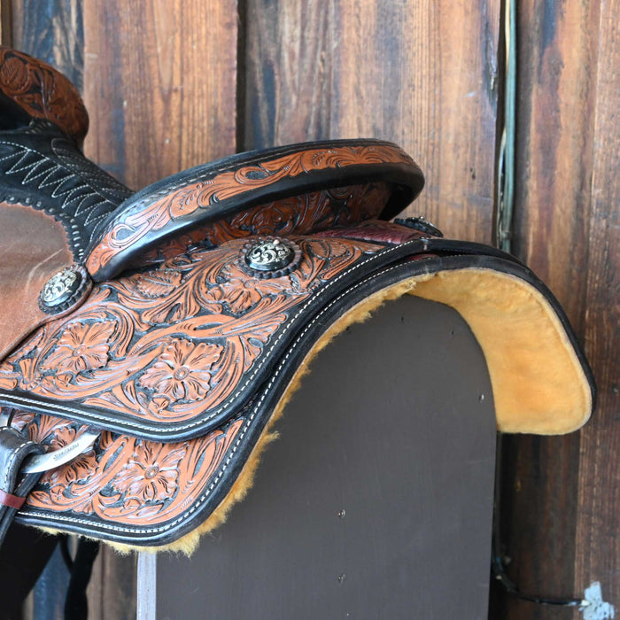 16" USED JEFF SMITH TEAM ROPING SADDLE