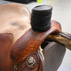 15" USED GARYN LYNN JOHNSON ROPING SADDLE Saddles Gary Lynn Johnson