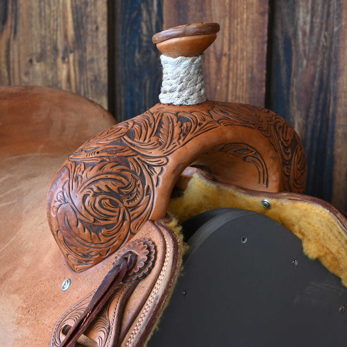 16" USED JEFF SMITH TEAM ROPING SADDLE