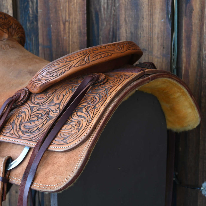 16" USED JEFF SMITH TEAM ROPING SADDLE