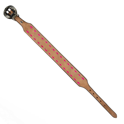 Roughout Dog Collar With Pink Buckstitch Pets - Accessories Teskeys