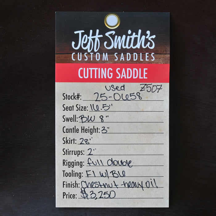 16.5" USED JEFF SMITH BUSTER WELCH CUTTING SADDLE Saddles - Used Jeff Smith