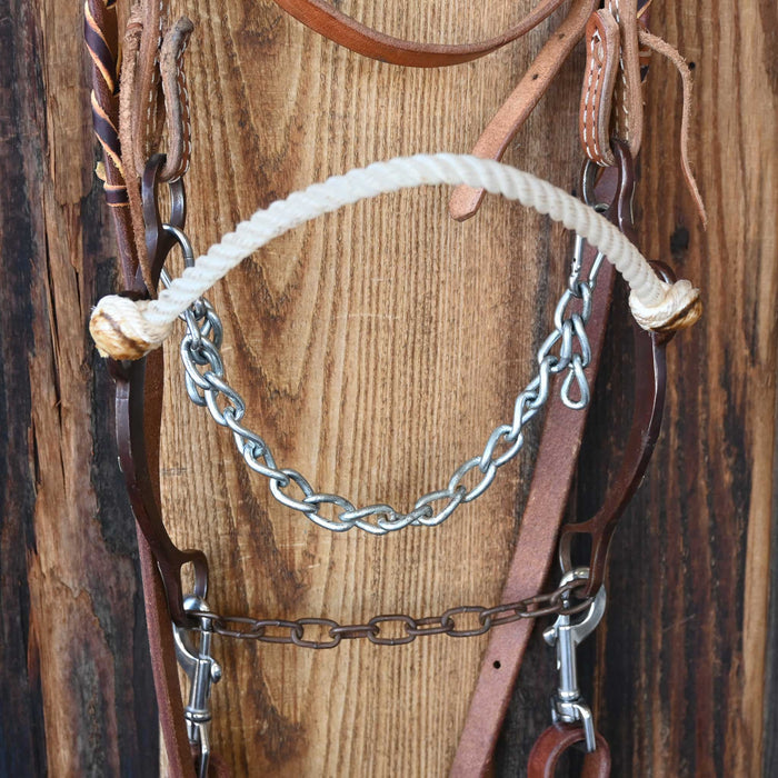 Classic Equine Rope Nose Hackamore Bridle Rig w/Browband Headstall