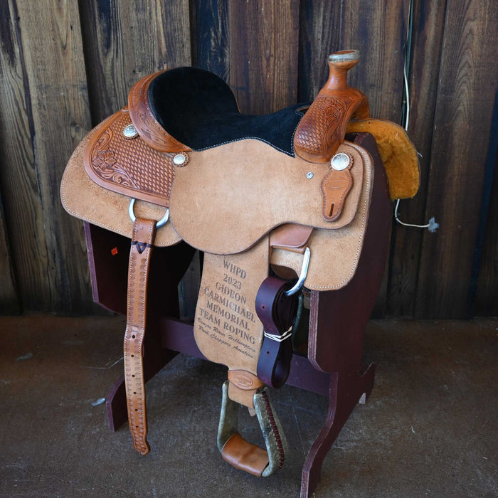 14" USED TESKEY'S COMPETITION SERIES TEAM ROPING SADDLE