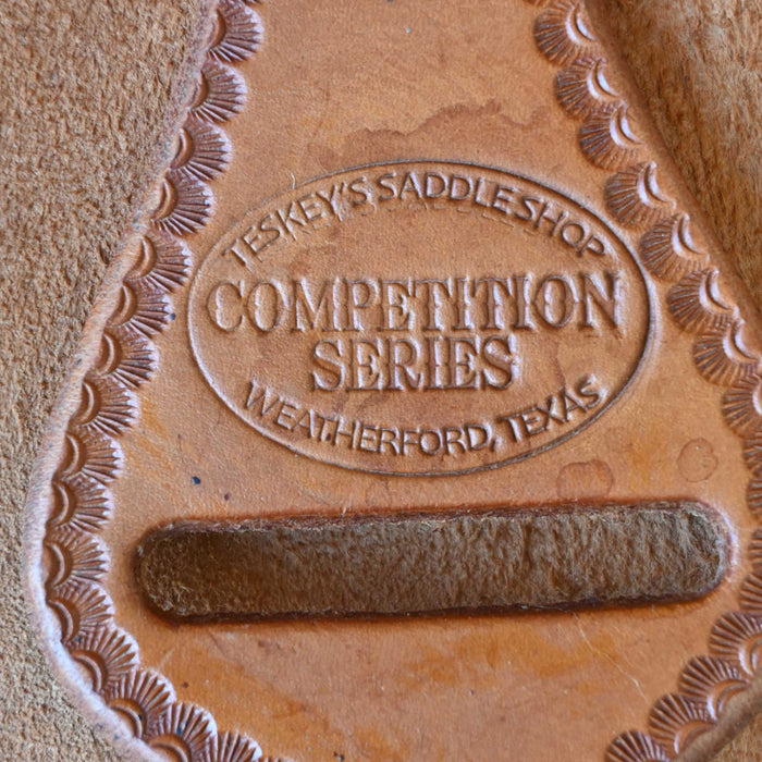 14" USED TESKEY'S COMPETITION SERIES TEAM ROPING SADDLE