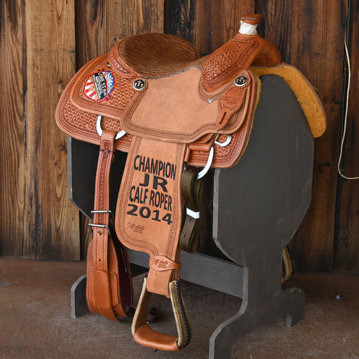 14" USED JEFF SMITH CALF ROPING SADDLE