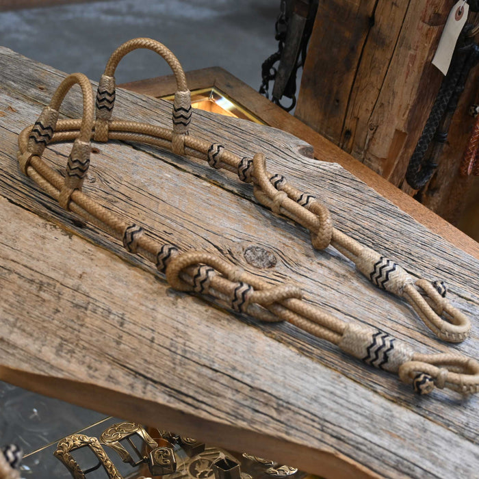 Rawhide Braided Double Ear Hanger/Headstall with Black accents
