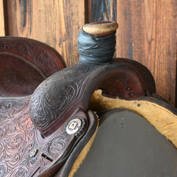 16" USED PATRICK SMITH TEAM ROPING SADDLE Saddles - Used Patrick Smith