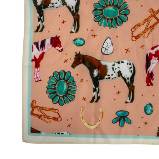 Horses and Turquoise Wild Rag ACCESSORIES - Additional Accessories - Wild Rags & Scarves Tirzah Lane Art