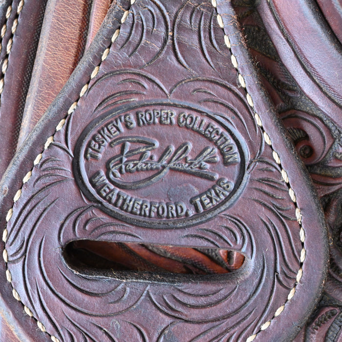 16" USED PATRICK SMITH TEAM ROPING SADDLE Saddles - Used Patrick Smith