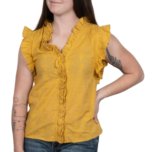 Ivy Jane Eyelet Ruffled Top - Gold WOMEN - Clothing - Tops - Short Sleeved Ivy Jane