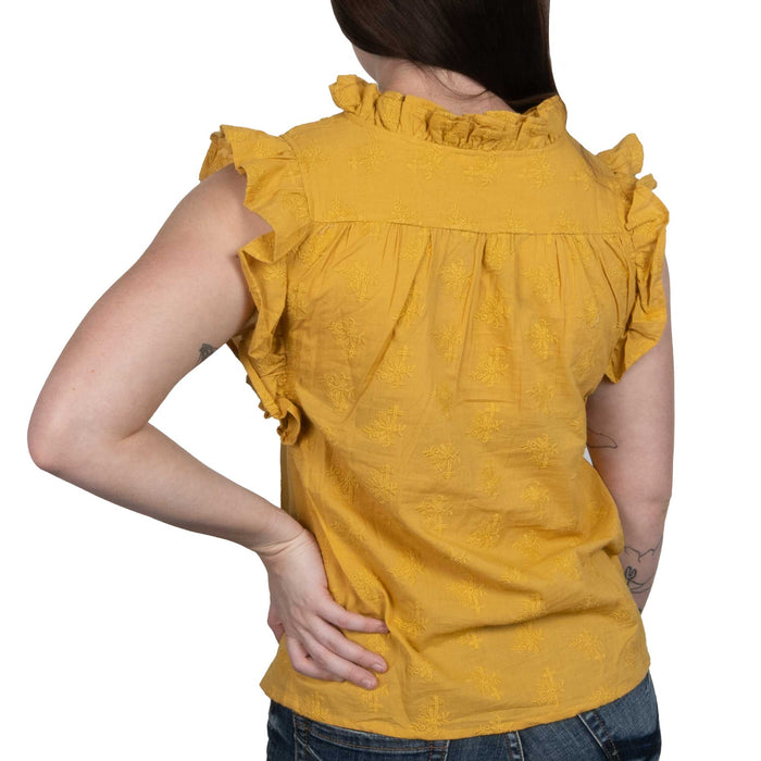 Ivy Jane Eyelet Ruffled Top - Gold WOMEN - Clothing - Tops - Short Sleeved Ivy Jane