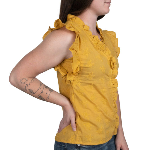 Ivy Jane Eyelet Ruffled Top - Gold WOMEN - Clothing - Tops - Short Sleeved Ivy Jane