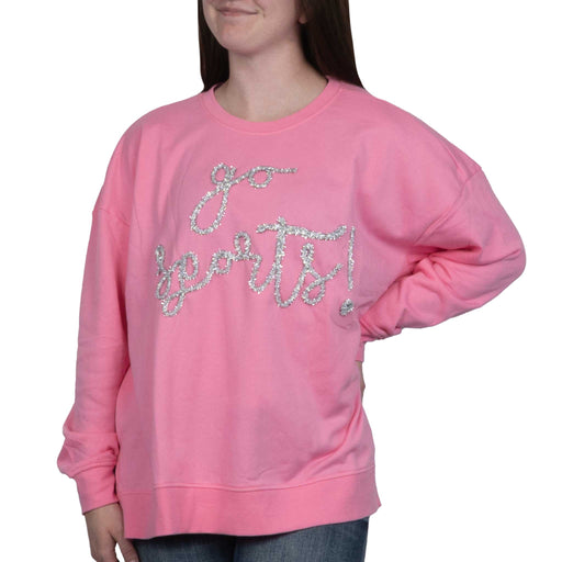 Mud Pie Women's Game Day Sparkle Sweatshirt - Pink WOMEN - Clothing - Pullovers & Hoodies Mud Pie
