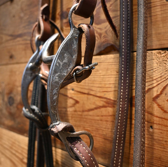 Morrison Silver Engraved Solid Port Bridle Rig w/ Split Ear Headstall