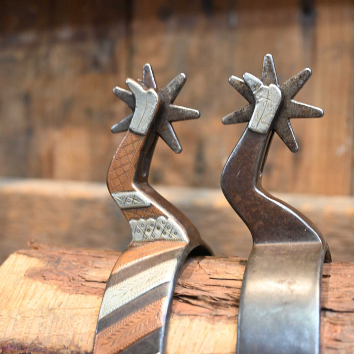 S. White Silver & Copper Lady Leg Mounted Spurs