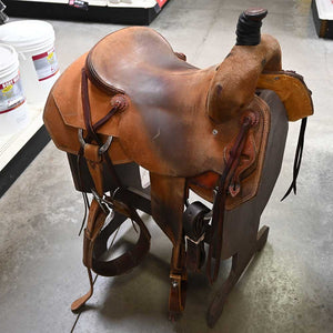 16.5" USED JEFF SMITH RANCH CUTTER SADDLE Saddles Jeff Smith   