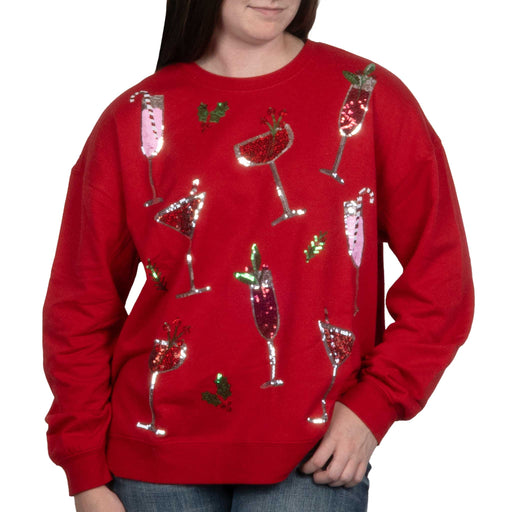 Mud Pie Women's Holiday Sparkle Sweatshirt - Red WOMEN - Clothing - Pullovers & Hoodies Mud Pie