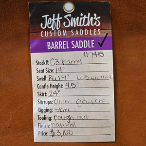 14" JEFF SMITH C3 BARREL SADDLE Saddles Jeff Smith