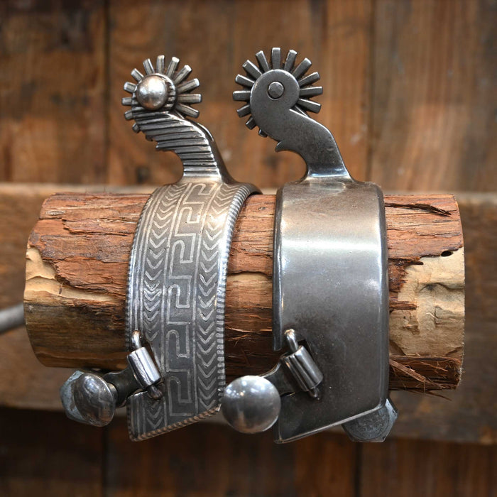 E. Garcia Silver Engraved 16pt. Spurs