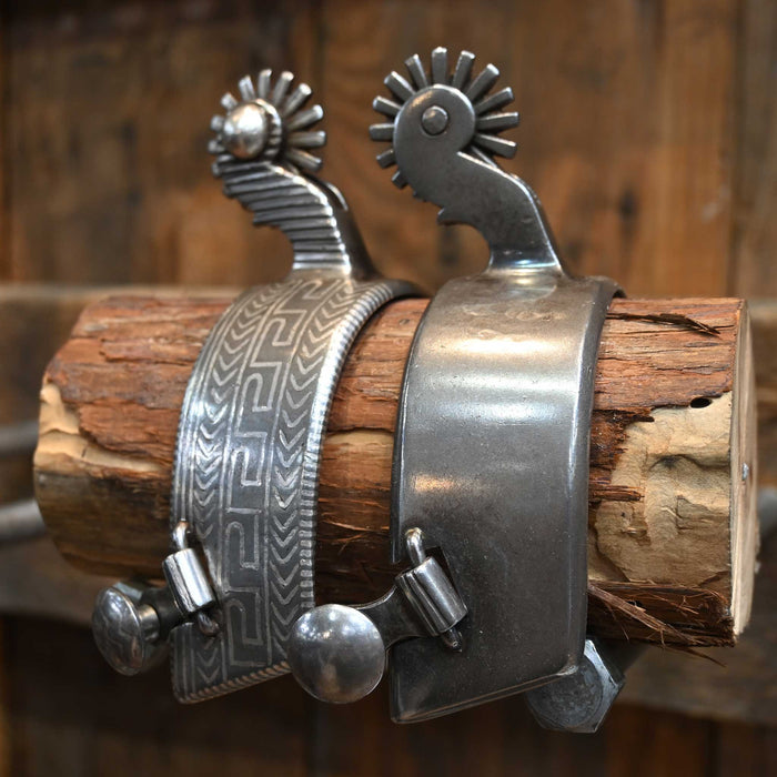 E. Garcia Silver Engraved 16pt. Spurs