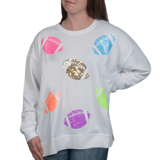 Mud Pie Women's Game Day Sparkle Sweatshirt - White WOMEN - Clothing - Pullovers & Hoodies Mud Pie