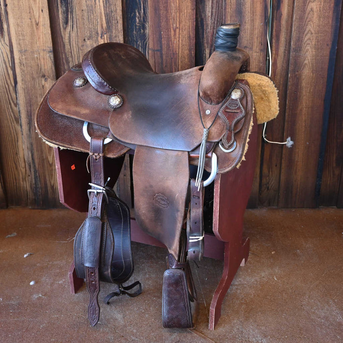 15.5" USED TESKEY'S TEAM ROPING SADDLE