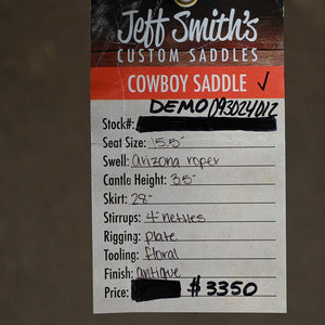 15.5" DEMO JEFF SMITH COWBOY SADDLE Saddles Jeff Smith   