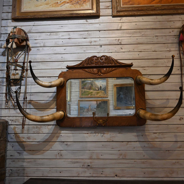 Vintage Horn Mirror Coat Rack Collectibles MISC