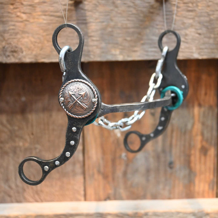 Paul Petska Square Mullen Bit w/Copper Arrow Conchos